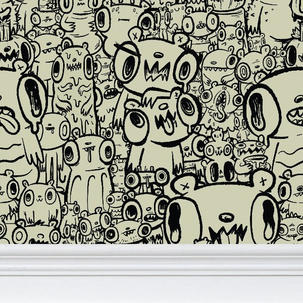 Bear Party Wallpaper | Maximalist Repeat Pattern | Custom Peel & Stick