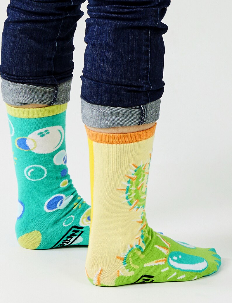 Pokey & Poppy – Adult Mismatched Pals Socks x Nate Bear | Cactus & Bubble Artist Series