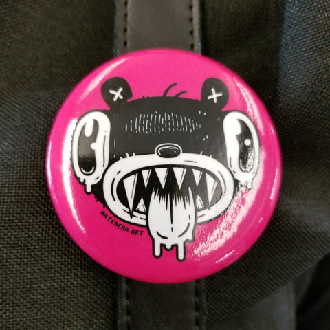 Drooly Bear Face - Pinback Button