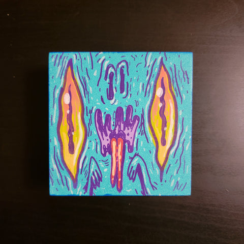 Facey Painting - 4x4" Teal