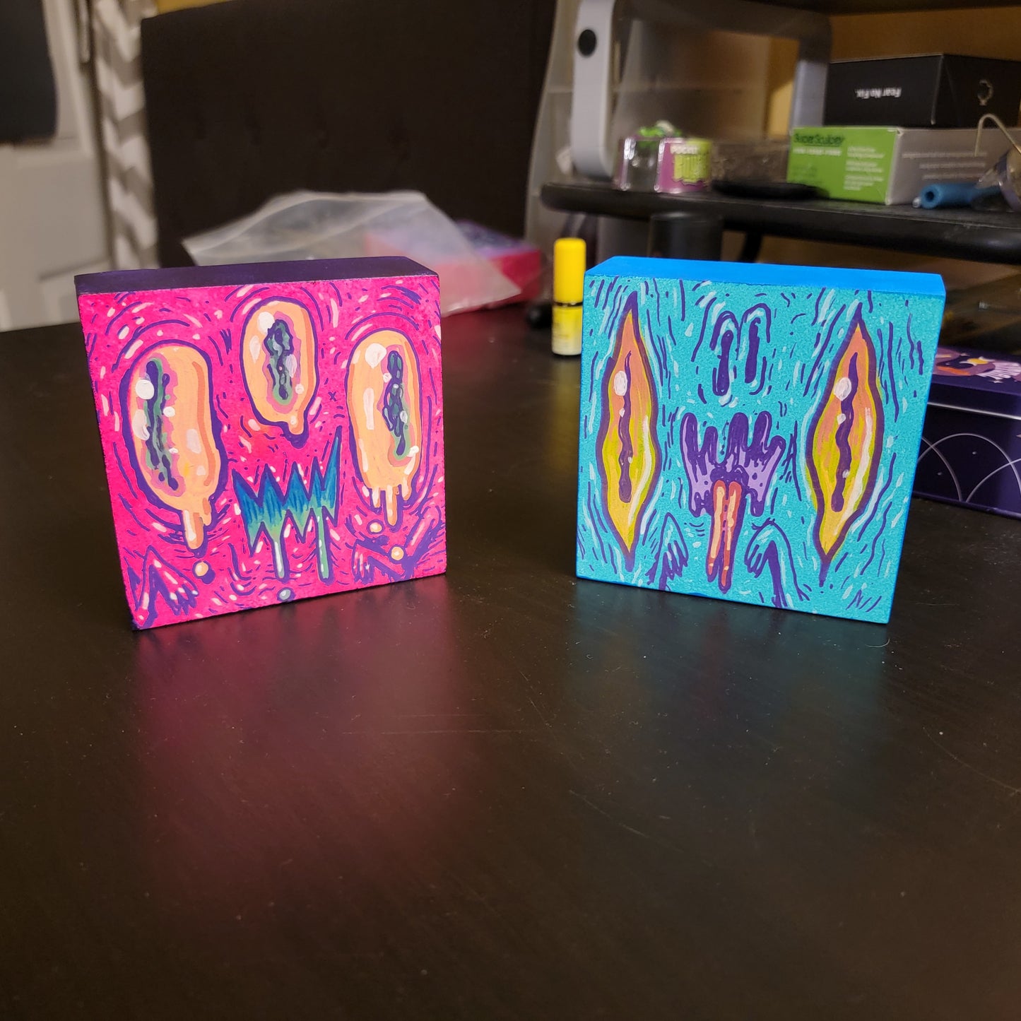 Facey Painting - 4x4" Pink Lizzy