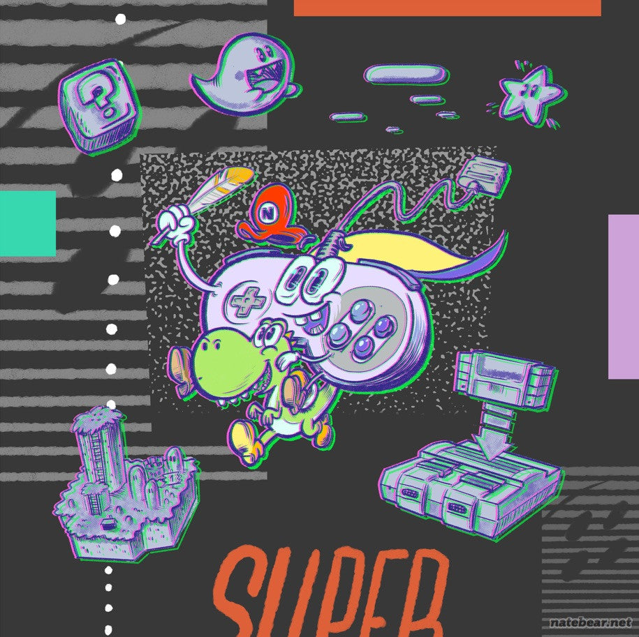 SNES Controller Retro Gaming - Art Print Poster