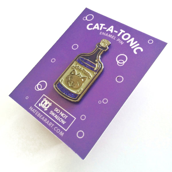 Cat-a-Tonic Bottle Enamel Pin