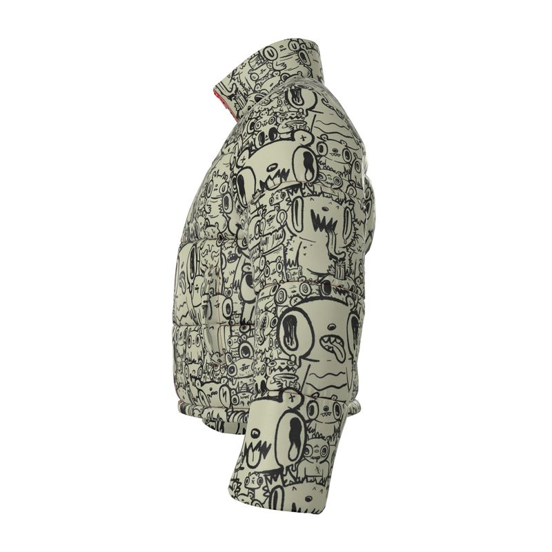 Bear Party Custom Puffer Jacket | Maximalist All-Over Print Streetwear | High-End Chaos Coat