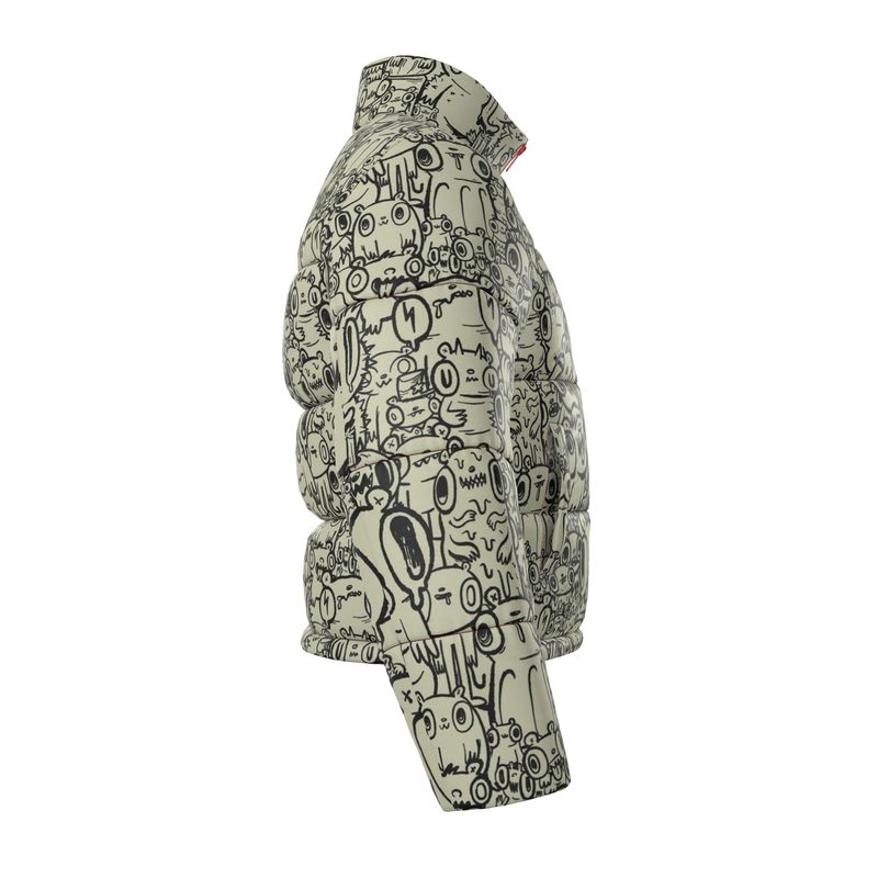 Bear Party Custom Puffer Jacket | Maximalist All-Over Print Streetwear | High-End Chaos Coat