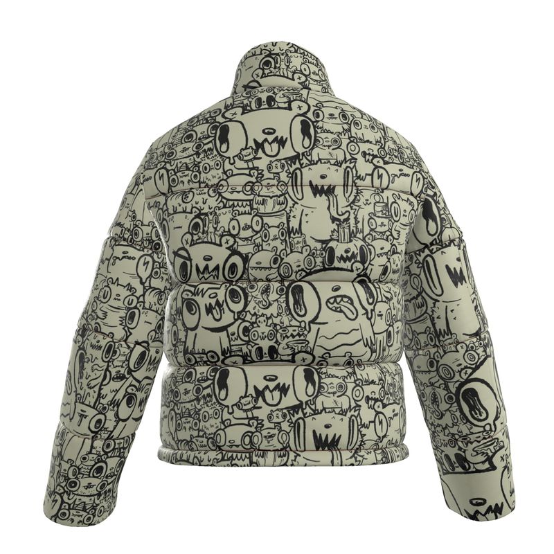 Bear Party Custom Puffer Jacket | Maximalist All-Over Print Streetwear | High-End Chaos Coat