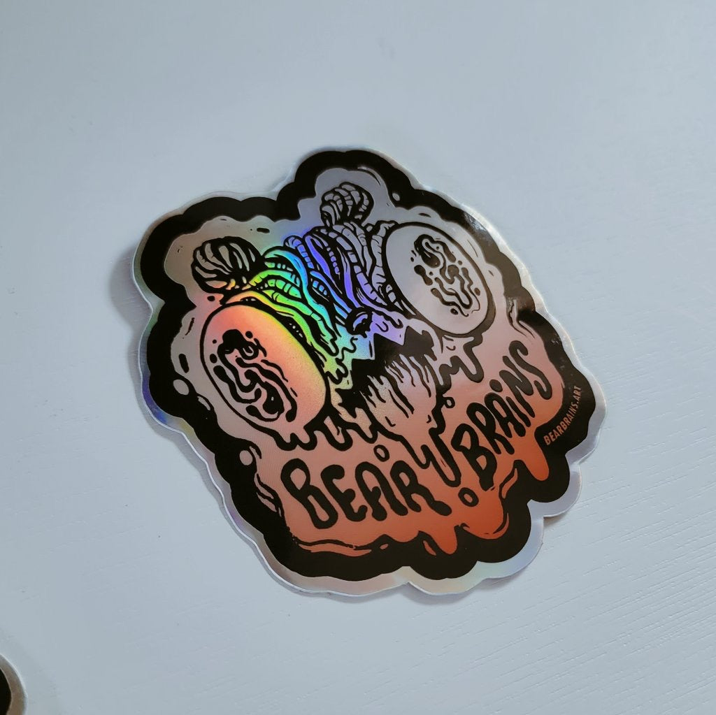 BEARBRAINS Wormy Face - Prismatic Sticker