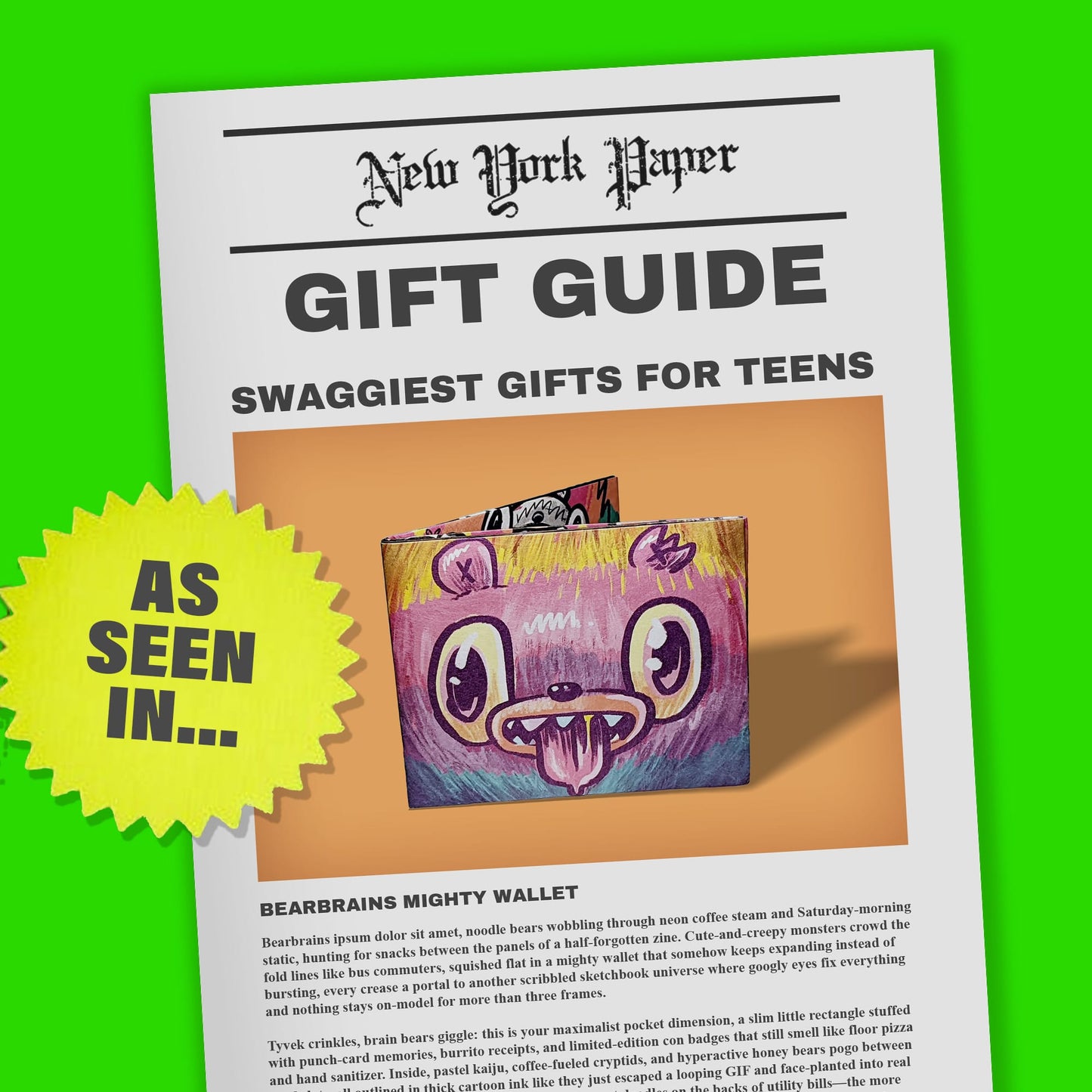 Bearbrains Mighty Wallet – Slim Tyvek® Art Wallet by Nate Bear