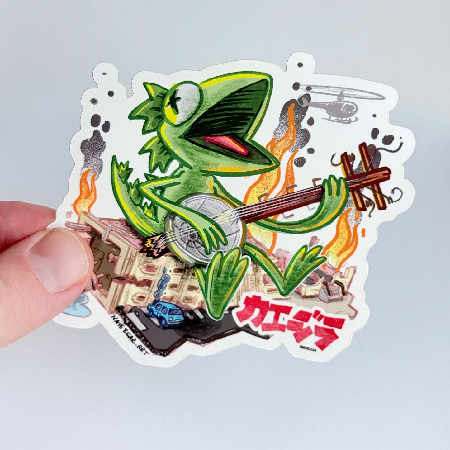 Frogzilla Kaiju Banjo Jamboree – XL Vinyl Art Sticker