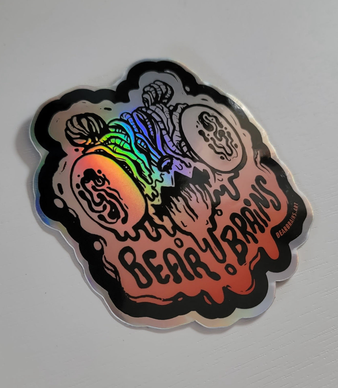 BEARBRAINS Wormy Face - Prismatic Sticker