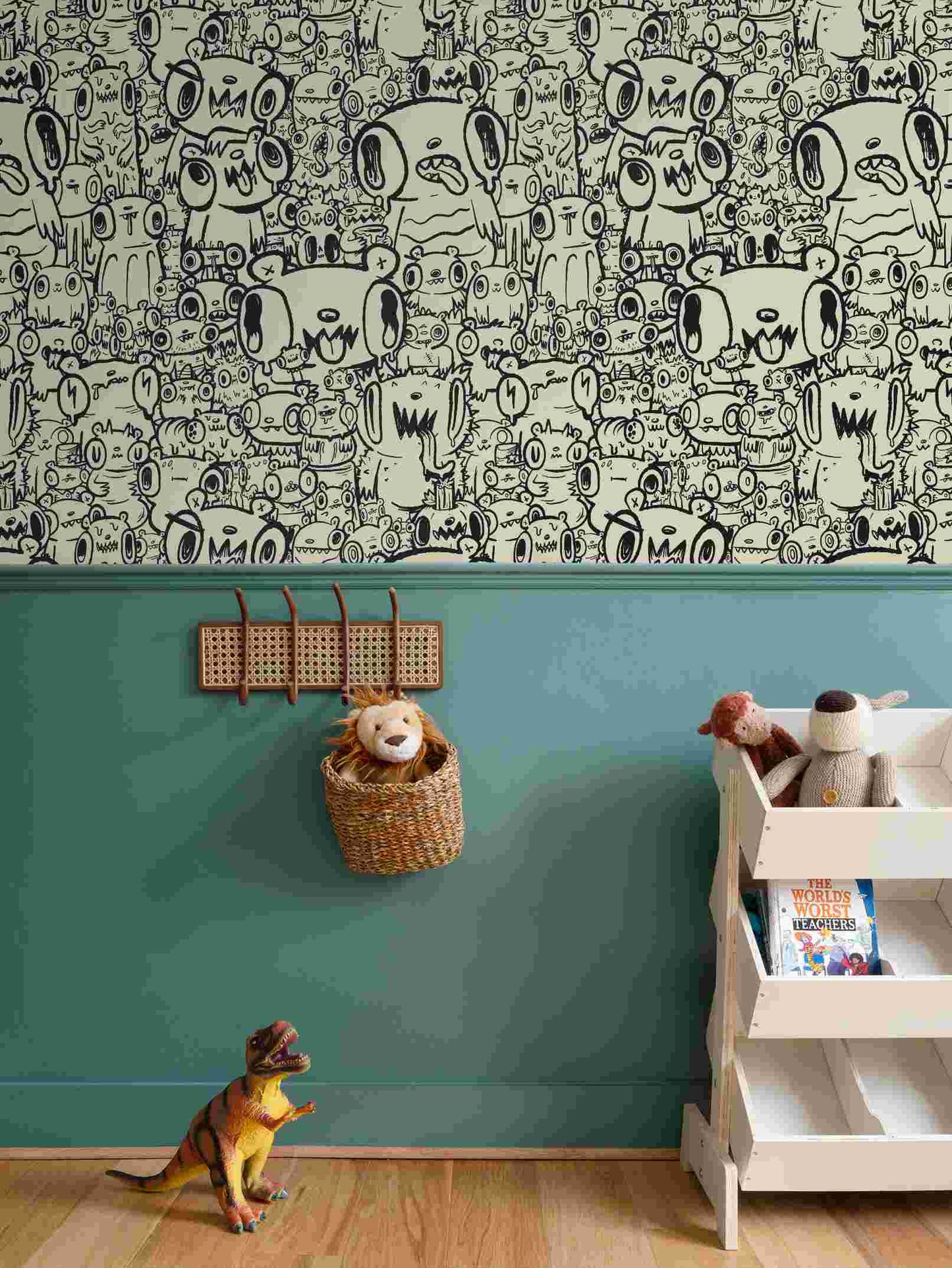 Bear Party Wallpaper | Maximalist Repeat Pattern | Custom Peel & Stick