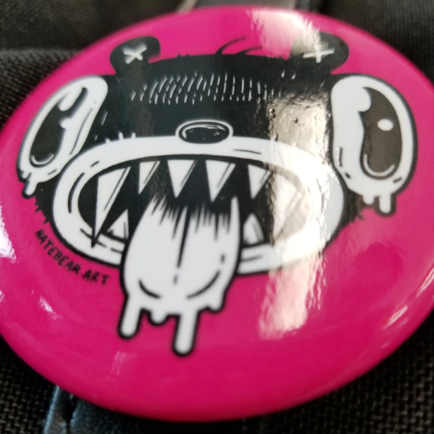 Drooly Bear Face - Pinback Button