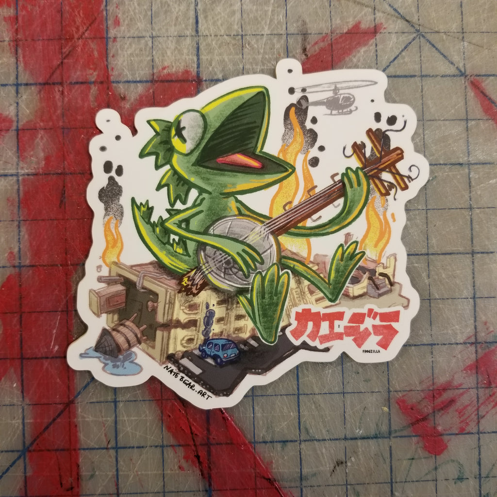 Frogzilla Banjo Jamboree Sticker - XL Vinyl Art Sticker