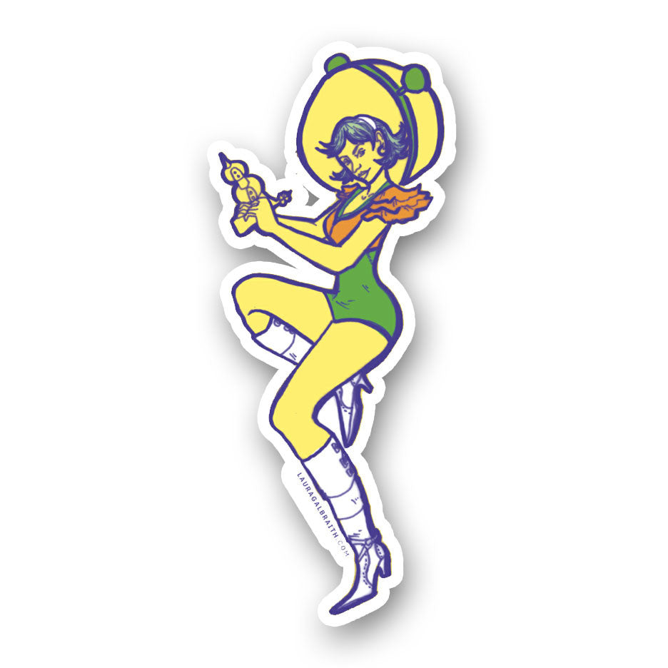 Retro Austronaut Lady Sticker