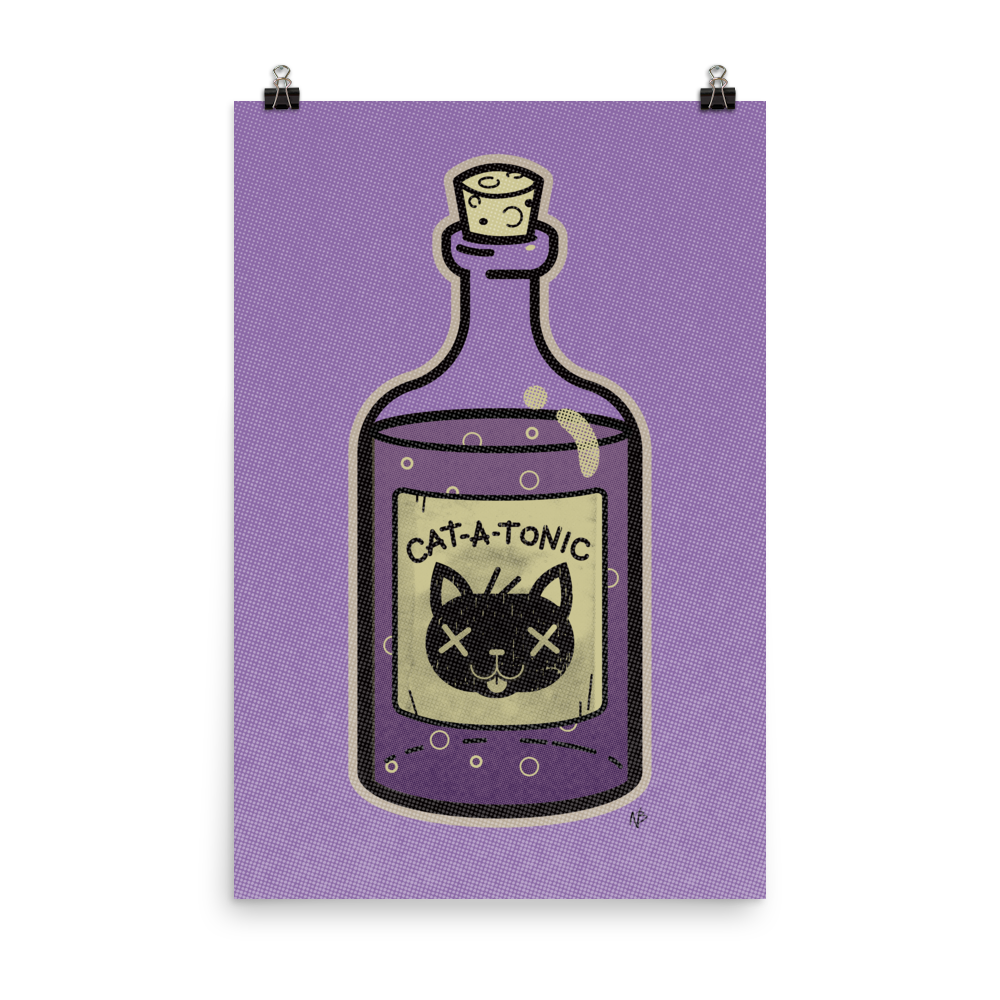 Cat-A-Tonic Poison Bottle - Art Print Poster