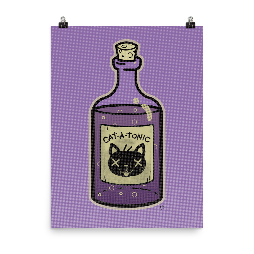 Cat-A-Tonic Poison Bottle - Art Print Poster