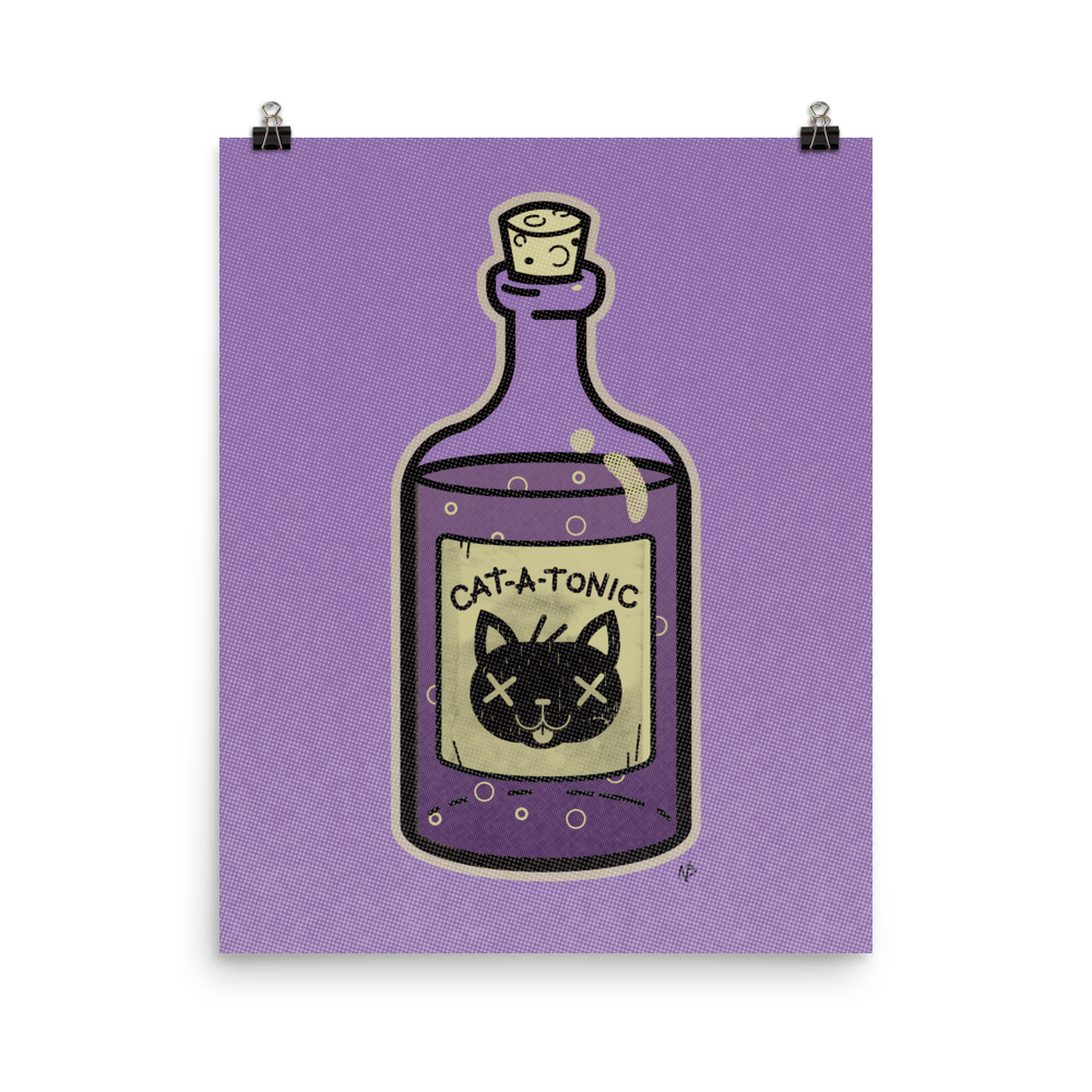 Cat-A-Tonic Poison Bottle - Art Print Poster