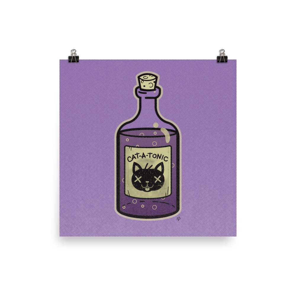 Cat-A-Tonic Poison Bottle - Art Print Poster