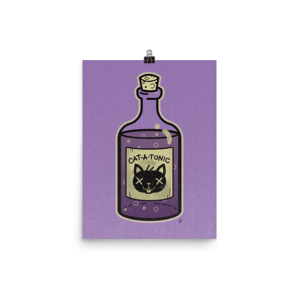 Cat-A-Tonic Poison Bottle - Art Print Poster