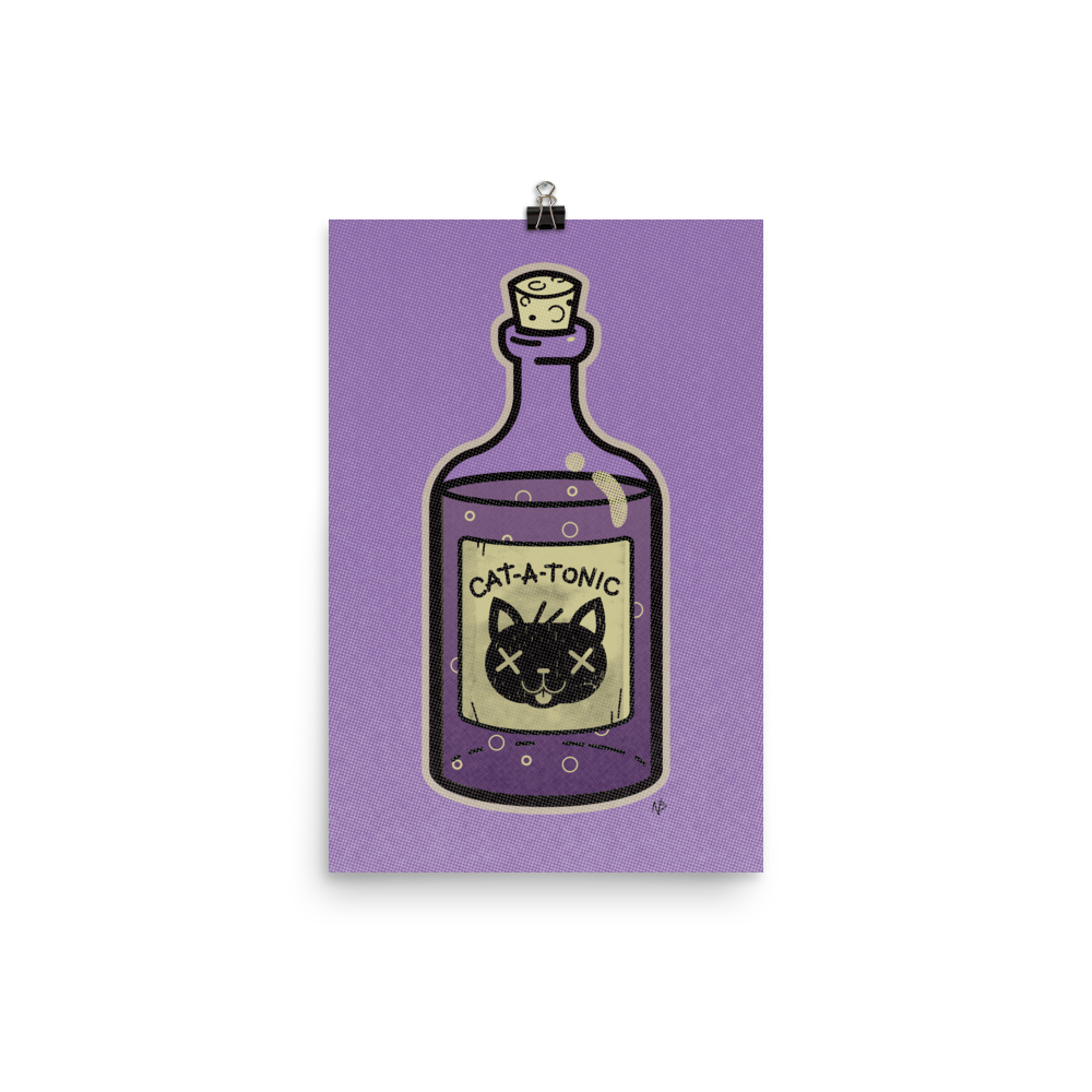 Cat-A-Tonic Poison Bottle - Art Print Poster