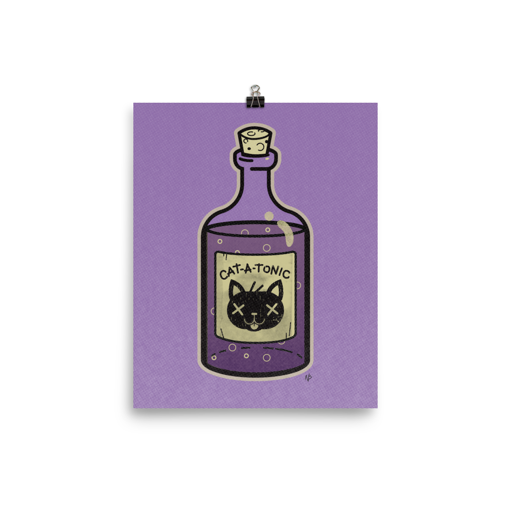 Cat-A-Tonic Poison Bottle - Art Print Poster